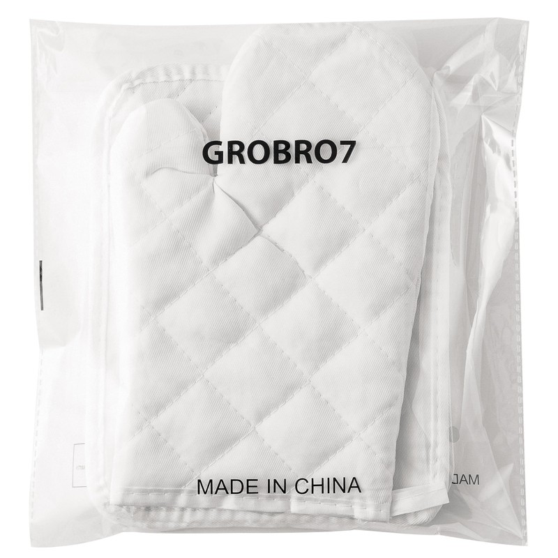 GROBRO7 6Pcs Cotton Oven Mitts and Pot Holders Set Heat