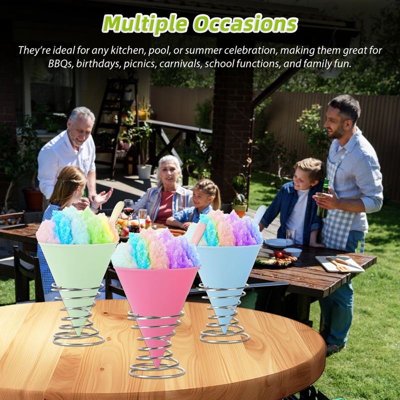 (6-pack) Calvana Reusable Plastic Snow Cone Cups Kit, Includes Leakproof