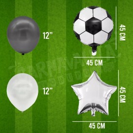 Grupo Carnavallia Kit 16 Globo Metálico Balón Futbol Decorar Fiesta Cumpleaños