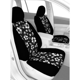CalTrend Front Buckets Seats, NeoSupreme Seat Covers for 1995-1999 Saturn SC1 Hawaii Black Hawaii Black Insert with Black Trim
