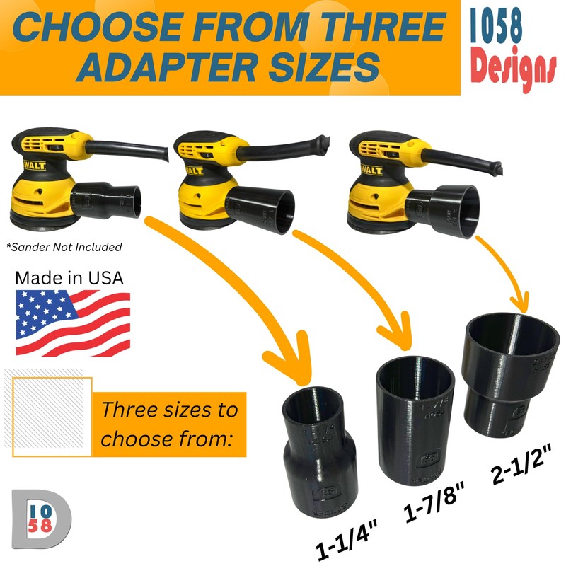 1058 Designs - Sander Vacuum Adapter for DeWalt or Craftsman