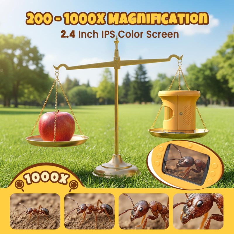Handheld Digital Mini Microscope for Kids: 1000X 4K Pocket Portable