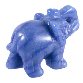mookaitedecor Blue Aventurine Crystal Elephant Statue Carved Sculpture Pocket Stone Figurines Decor Crafts 1.5 Inch