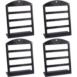 SUNNYCLUE 4 schwarzer Ohrringhalter Schmuckständer Aus Acryl 4 Ebenen L Förmig Für Ohrstecker Tischaufbewahrung Organizer Vitrine Mit 24 Löchern Für Halsketten Armbänder Heimverkaufszubehör