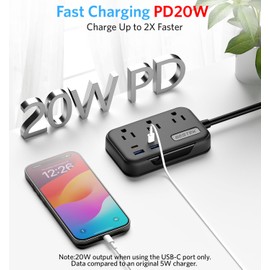 BESTEK European Travel Plug Adapter: UK Travel Plug Adapter - US to UK Plug Adapter with 20W USB C Charger - 3 AC Outlets, 4 USB Ports (2 USB C), for Travel Cruise Ship Home, 2.6ft