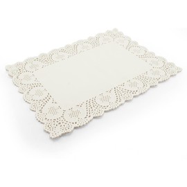 Exquisite Paper Doilies White Rectangle 35cm x 25cm Pack of 20 | Elegant Doyleys Lace Paper for Party, Wedding & Tableware | Oil-Absorbing and Disposable | Double-sided Lace Placemats