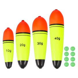 YELARXI Fishing Slip Bobbers, EVA Foam Bobbers Slip Floats with Fish Beads, 0.4/0.7/1.1/1.4 Oz Floatage Fit for Perch Carp Bass Fishing Corks Saltwater Freshwater (4 Pack, Red/Yellow)