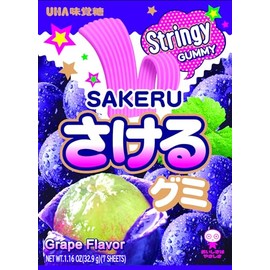 UHA Mikakuto Sakeru Stringy Gummy Grape 1.16 OZ (Pack of 10)
