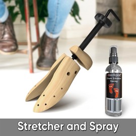 Medipaq Adjustable Shoe Stretchers with Shoe Stretching Spray – 2x Wooden Shoe Trees with Cedar Balls, Stretch Plugs & Storage Bag – Fits US Sizes 4-9 for Women