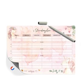 TOBJA® Unicorn timetable wipe clean magnetic including pen - school enrolment girls timetable 1st class | school cone filling timetable magnetic