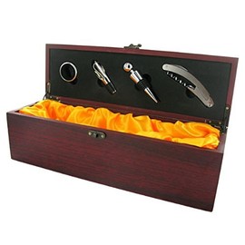 Customizable Wine Box and Accessories Presentation Set with Beautiful Rosewood Matte Finish, Includes Personalization
