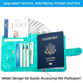cesrg Passport Holder for travel - passport Cover Wallet -Travel Essentials RFID Blocking Travel Accessories for Women Men (aquamarine)
