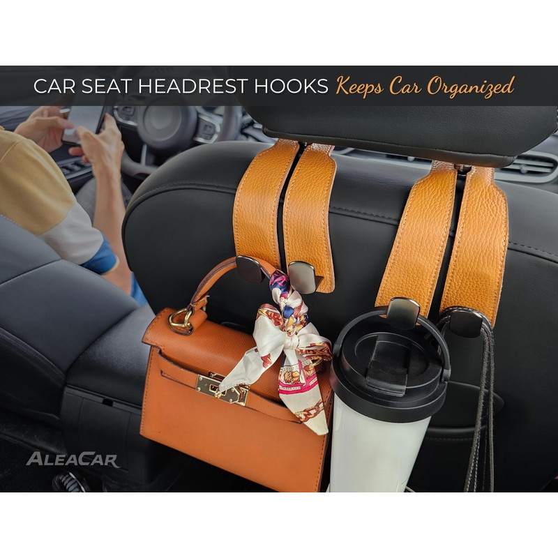 ALEACAR Premium Leather Car Purse Hook (1 Pack), Elegant Car