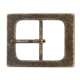 1 1/2" (38 mm) Nickel Free Single Prong Rectangular Belt Buckle, Antique Brass