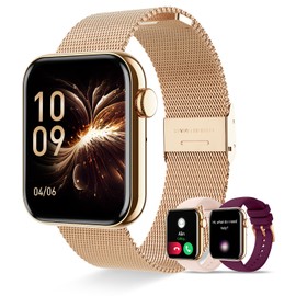 Erkwei Smartwatch for Women, 1.85 Inch Touchscreen Fitness Watch with Bluetooth Calls, Voice Assistant, Women's Watch with Pedometer, Heart Rate Monitor, Sleep Monitor, Wristwatch for iOS Android