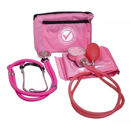 Checkateck Kit Baumanometro Aneroide  Rosa +estetoscopio Doble Campana Color
