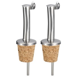 uxcell Stainless Steel Bottle Pourers, 2Pcs Auto Flip Olive Oil Spout, Cork Design Wine Bottle Stoppers, for Pours Liquid, Olive Oil, Wine, Vinegar