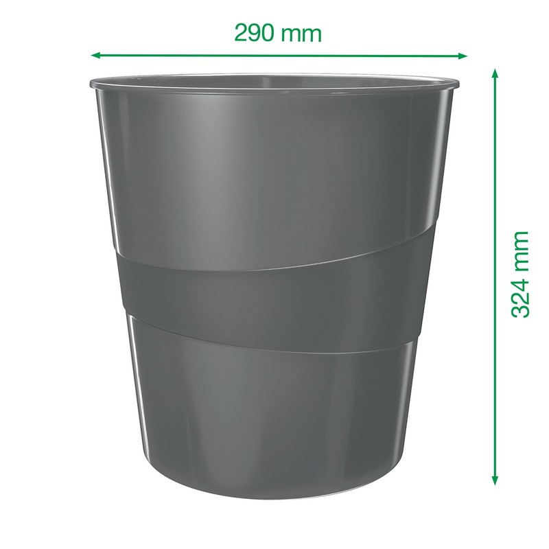 Leitz Wow 52781001 Waste Paper Bin, 15 l, Polystyrene