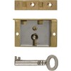 Small Brass Half Mortise Chest or Box Lock w/Skeleton Key