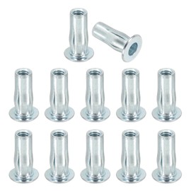 PATIKIL 12 Pcs Multi-Grip Rivet Nuts, 5/16-18 Pre-Bulbed Shank Flat Head Threaded Insert Nuts Carbon Steel Plus Nuts Zinc White Plated for Fastener
