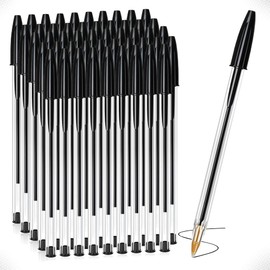 G4GADGET Pack of 50 Black Pens - Smooth Writing Ballpoint Pens with Medium Tip - Long-Lasting Black Ink for Home, Office, and School - Ergonomic Design for Comfortable Use