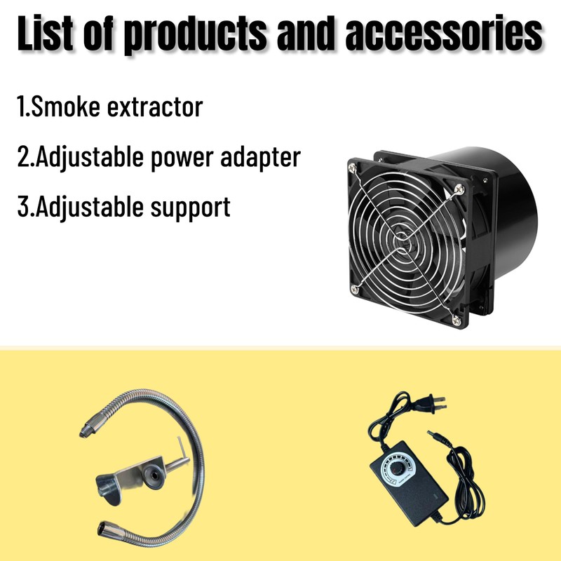 Fume Extractor DC-12V 120mm*120mm Adjustable Suction Soldering Fan for Soldering