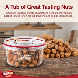 Tropgo Caramelised Peanuts 200g - Sweet Nuts in a Resealable and Recyclable Nut Tub - Wholesome Trail Mix with Fibre Protein and Essential Minerals - Healthy Nuts for All Ages