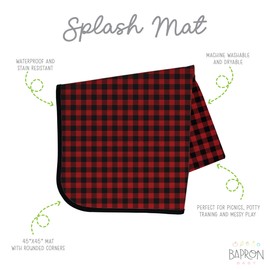 BapronBaby Red Buffalo Plaid Splash Mat - Waterproof Catch-All for Under High Chairs, Floors, Tables, Playtime or Arts & Crafts - Machine Washable - 45" x 45”