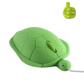 Dpisuuk Wired Mouse, Cute Turtle Shaped Animal Mouse, Silent Click Computer Corded Mouse with 1 Random Color Cord Holder, Mouse for Kids, Gaming Mouse for Laptop Computer Notebook MacBook-Green