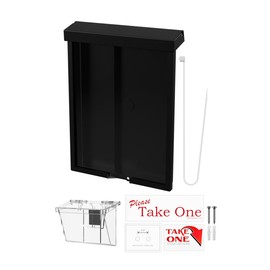 Marketing Holders Outdoor Brochure Holder with Card Bin Holds 8.5” x 11” Documents and 3.5" x 2" Cards Black Plastic with Lid On The Go Advertising Real Estate Sheet Box