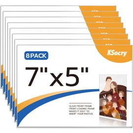 KSacry 8 Pcs Acrylic Sign Holder 7 x 5, Horizontal Wall Mount Sign Holders with Adhesive, Clear Plastic Frames Paper Display Sign Holders for Office, Home, Store, Restaurant - No Drilling
