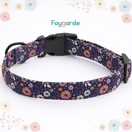 Faygarsle Floral Dog Collar for Girls and Female Dogs Soft and Fancy Pet Collar with Flower Design Ideal Purple Dog Collar for Small Medium Large Dogs M