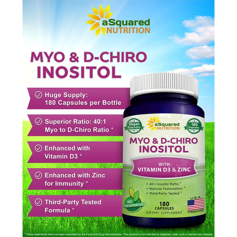 aSquared Nutrition Myo-Inositol & D-Chiro Inositol Supplement - 180 Capsules
