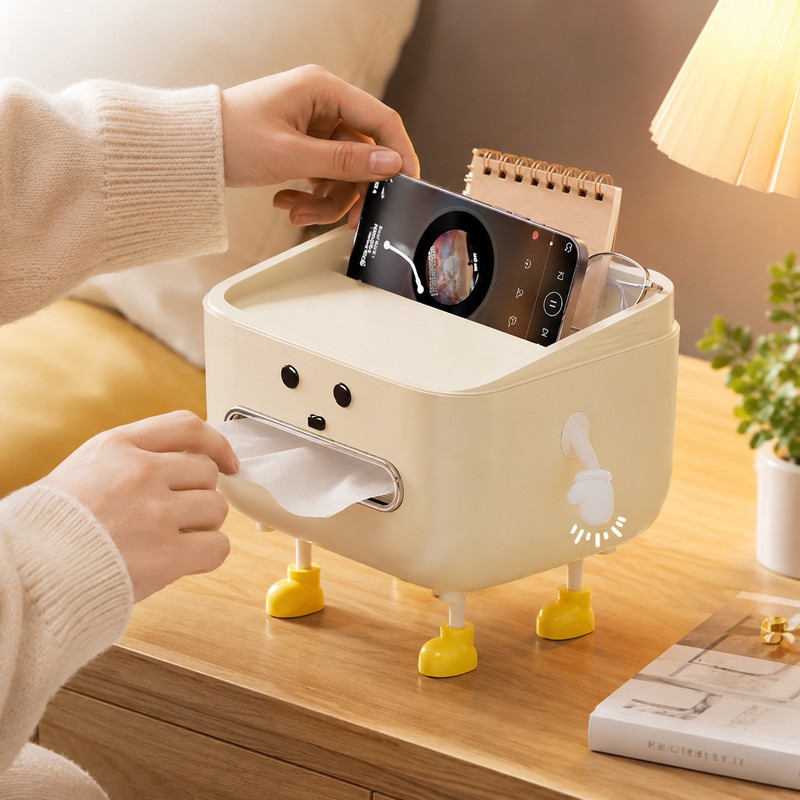 Desktop Organizer with Tissue Storage for School & Home –