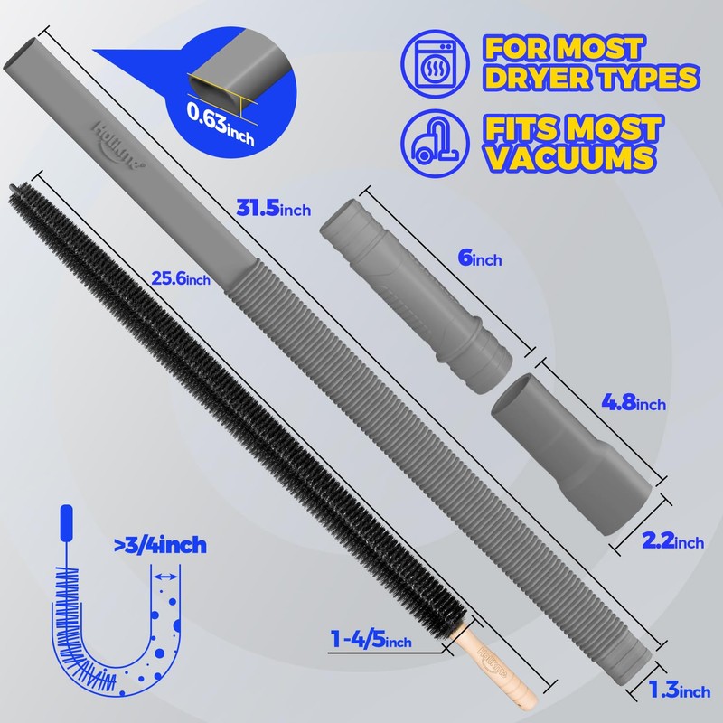 Holikme 2 Pieces Dryer Vent Cleaner Kit, Dryer Lint Vacuum