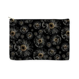 CafePress Gothic Black Daisy Pattern Large Zipper Toiletry Pouch, 12.5" x 8.5"