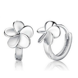 Bwraoyy Women's Earrings Zirconia 925 Sterling Silver Flowers Hoop Earrings Gift for Girls Kids