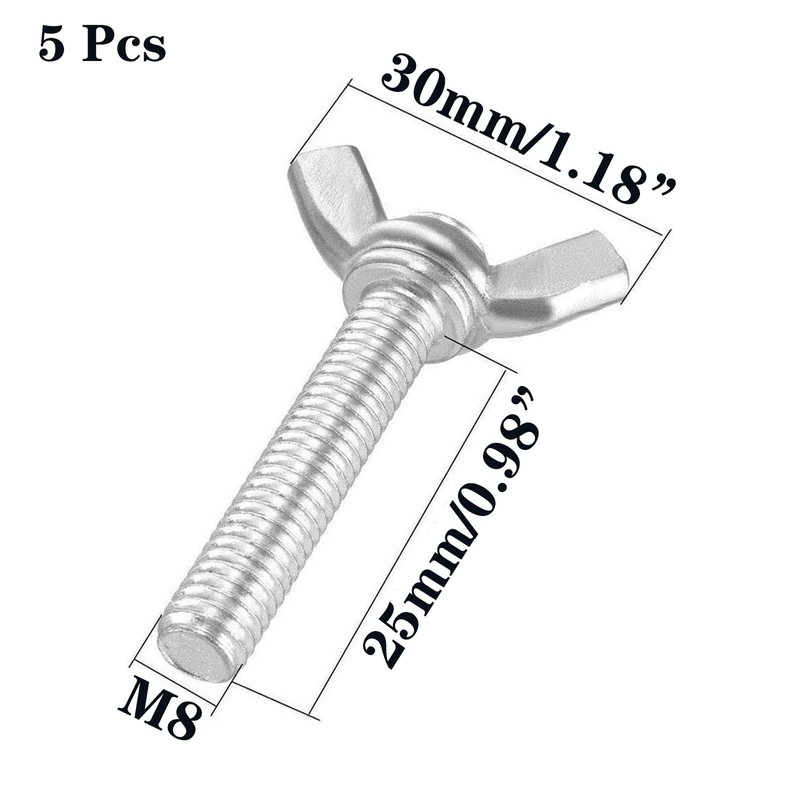 5 Pcs M8 304 Stainless Steel Wing Butterfly Screws Bolts