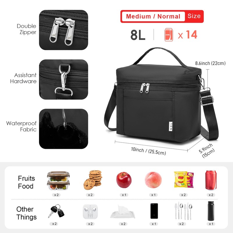 NOL Natural Organic Lifestyle Reusable Lunch Bags for Adults Lightweight