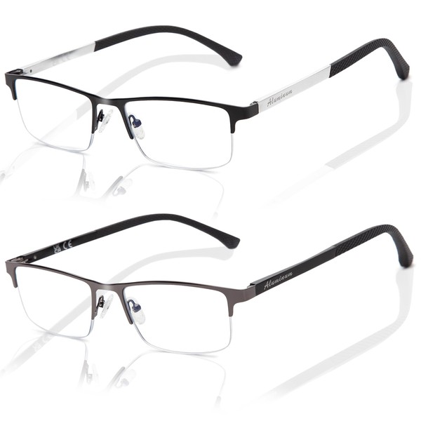 LianSan Premium Reading Glasses Men - No-Line Aluminum Blue Light