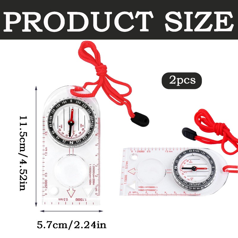 2PCS Compass, Compass Navigation, Compass Hiking, Hiking Equipment, Compass Adjustable