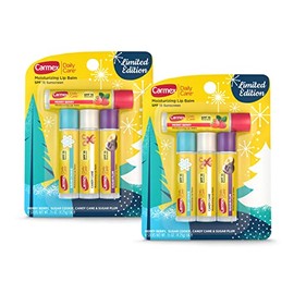 Carmex Daily Care - Bálsamo labial hidratante edición limitada, paquete en barra de azúcar, bastón de caramelo, galleta de azúcar y bayas alegres – 0.15 onzas cada uno, 4 unidades (paquete de 2)