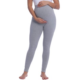 Joyaria Women Plus Size Maternity Leggings Yoga Pants Over Belly/Bump Loungewear Comfy Cotton Pregnant Sweatpants(Light Gray,XXL)