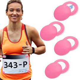 NJCXOLA 4 Paare Startnummernhalter, Startnummernband Startnummer Magnete, Startnummernbefestigung Magnetische Startnummernbefestigung zum Einsatz Feste Match Nummer - Rosa