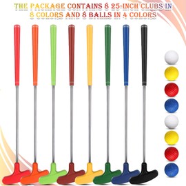 Hiboom 8 Pack Junior Golf Putter Bulk Putter for Left and Right Handed Golfers with 8 Practice Golf Balls for Ages 9-12 13-15 Teenagers Adult (25 Inch)