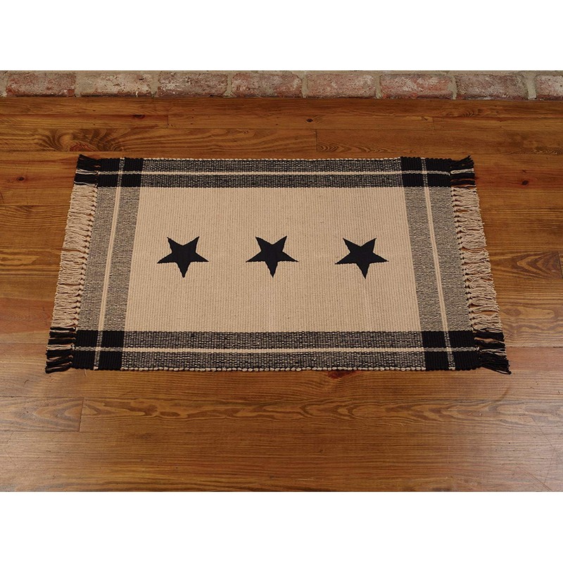 Black Simply Stars Plaid Border 24 x 42 Inch Heavy