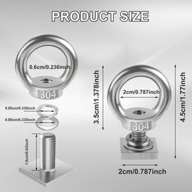 6 Pack Eye Nut with T-Slot Bolt, KWOKWEI M8 Heavy Duty Eye Bolts with Nuts, 304 Stainless Steel Roof Rack T Bolt Eye Nut for Holding Bungee Cord, Anchoring kit, Ropes Anchoring etc