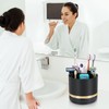 GFWARE Black Toothbrush Holders, 360°Rotating Bathroom Organizer Countertop with Drainage