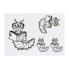 Azeeda 4 x 'Buchwurm' Temporäre Tattoos - Wasserfest, Hautfreundlich & Ungiftig · Transfers in Verschiedenen Größen (TO00056394)