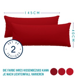 Dreamzie Pillowcases, 40 x 145 cm (Set of 2), 100% Jersey Cotton, 150 g/m², Red, Resistant and Hypoallergenic